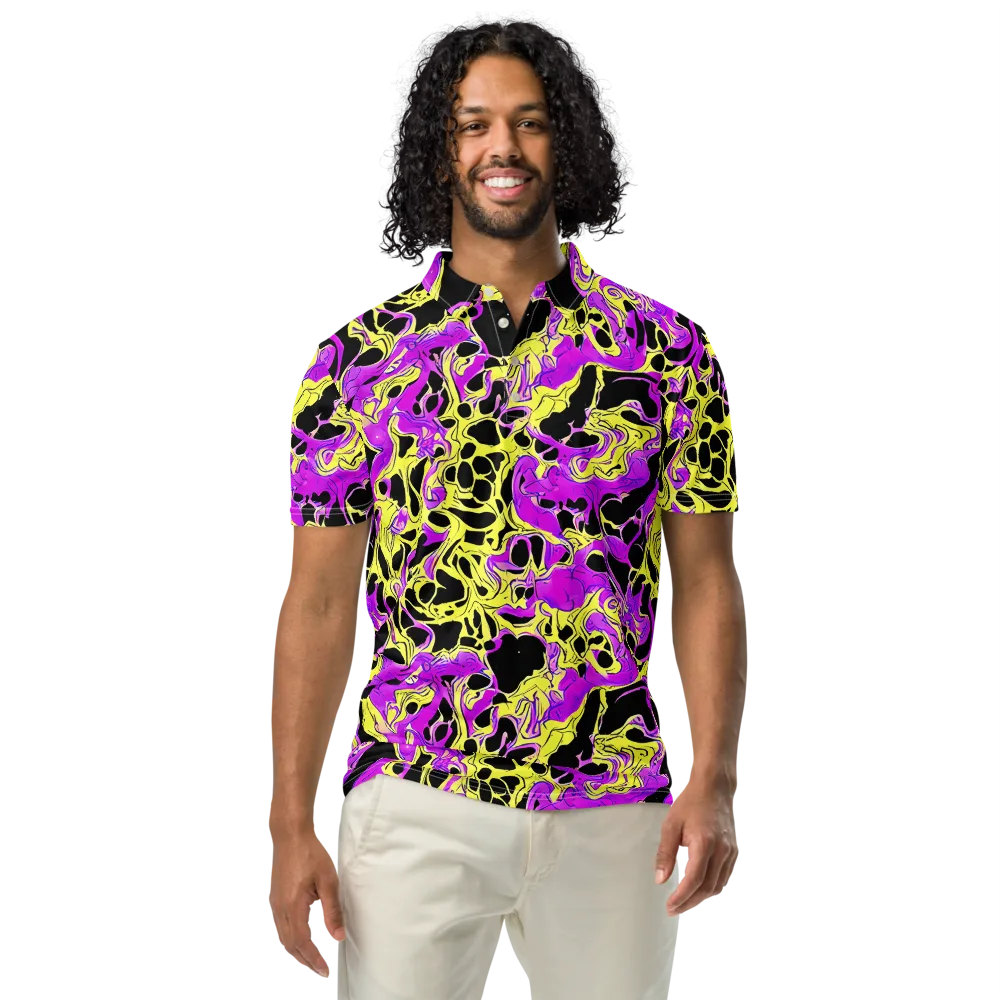 Blacklight Swirl on Men's Slim Fit Polo Shirt — Front