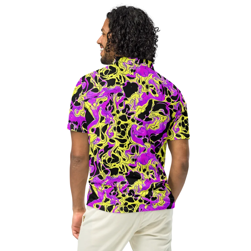 Blacklight Swirl on Men's Slim Fit Polo Shirt — Back