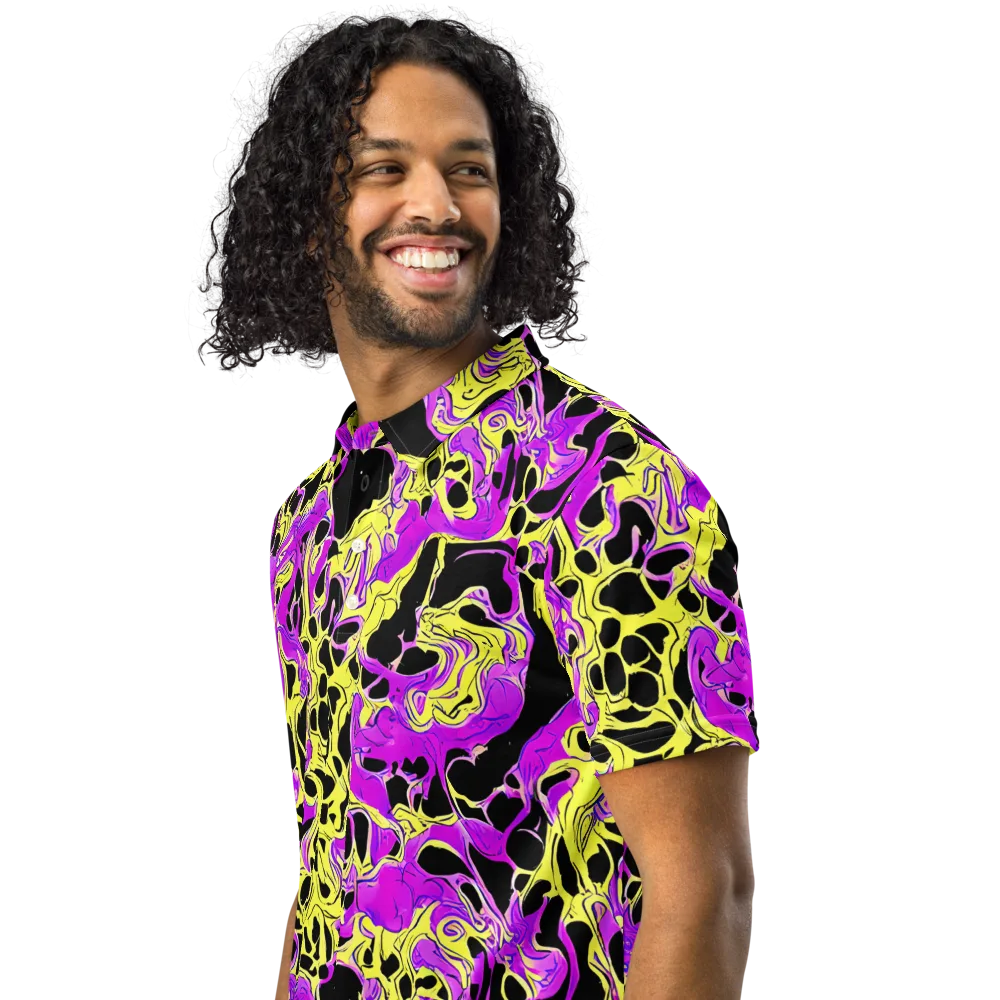 Blacklight Swirl on Men's Slim Fit Polo Shirt — Left Front