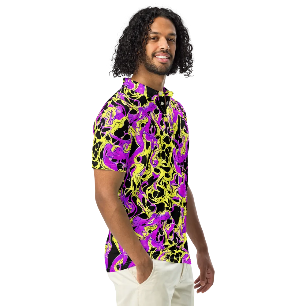 Blacklight Swirl on Men's Slim Fit Polo Shirt — Right Front