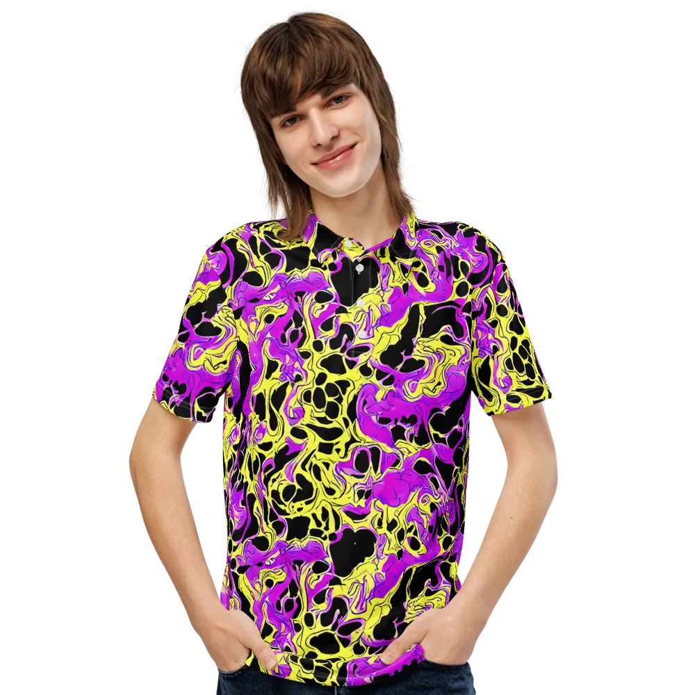 Blacklight Swirl on Men's Slim Fit Polo Shirt — Front