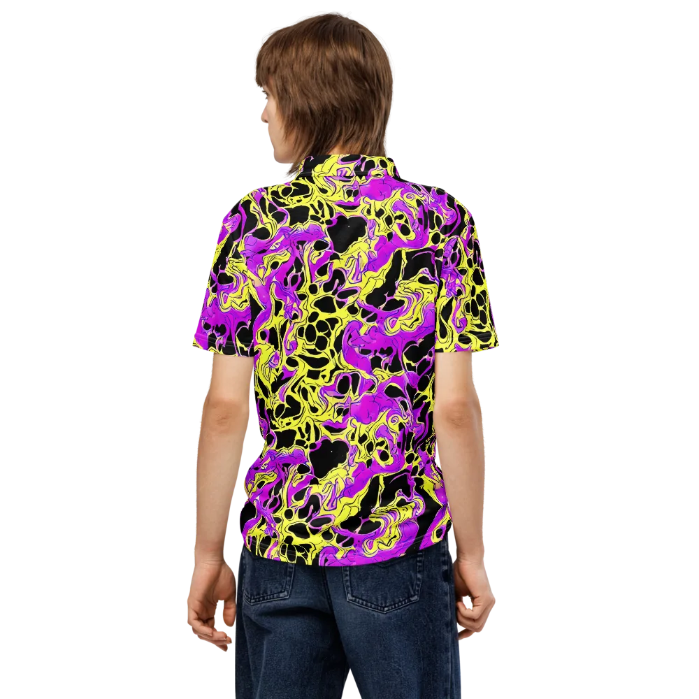 Blacklight Swirl on Men's Slim Fit Polo Shirt — Back