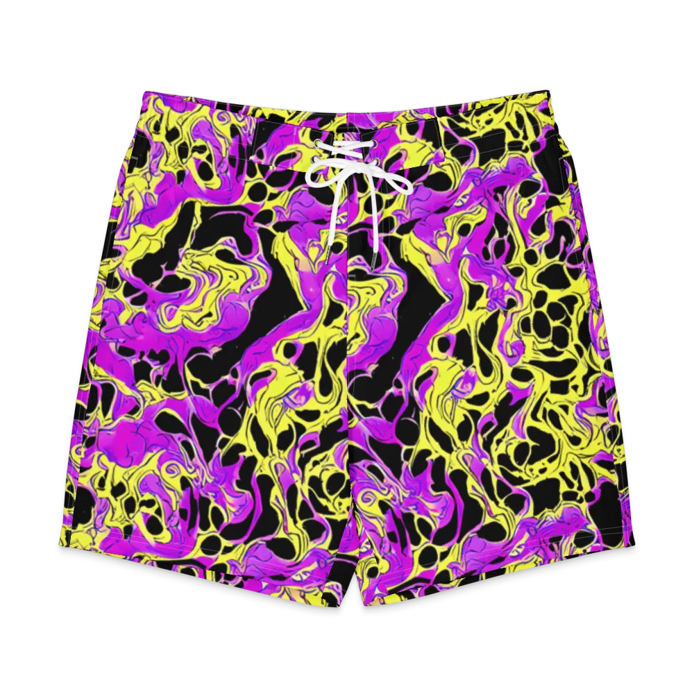 Blacklight Swirl on Men's Board Shorts — Front