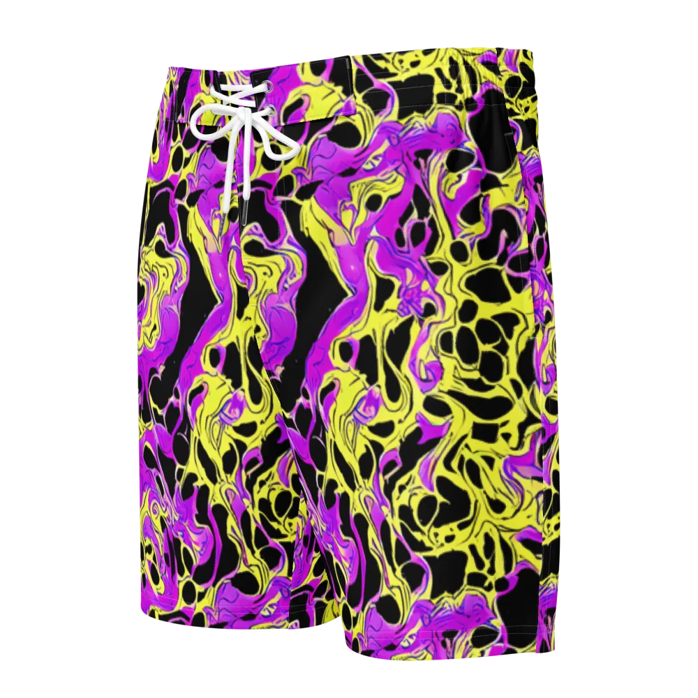 Blacklight Swirl on Men's Board Shorts — Front