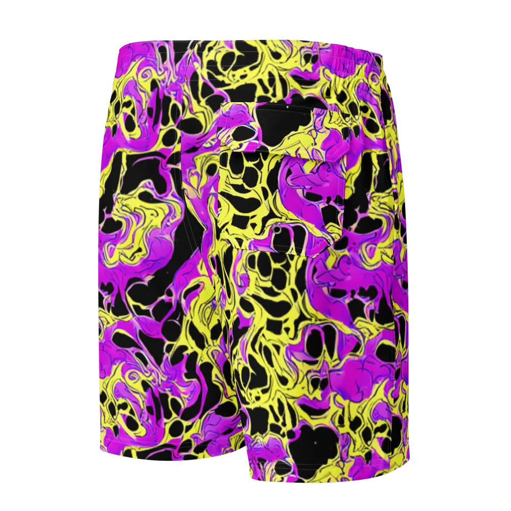 Blacklight Swirl on Men's Board Shorts — Back
