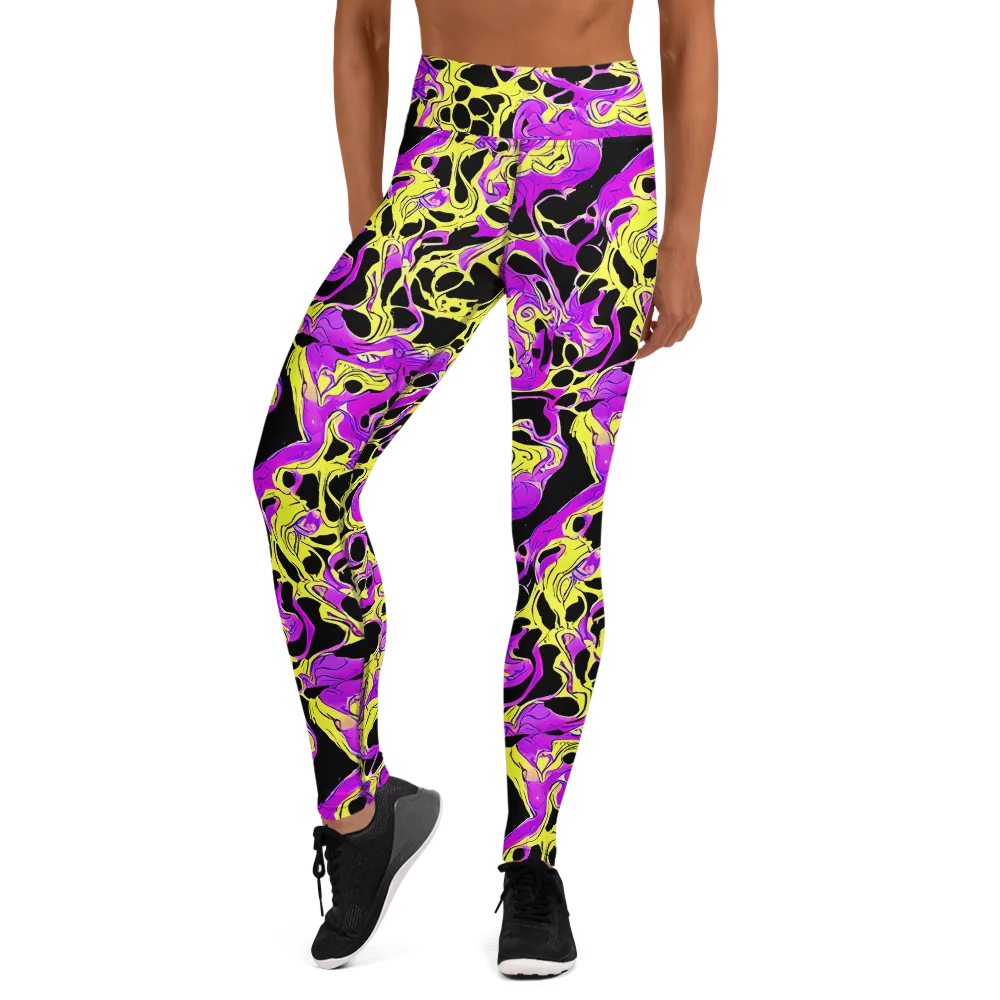 Blacklight Swirl on Yoga Leggings — Front