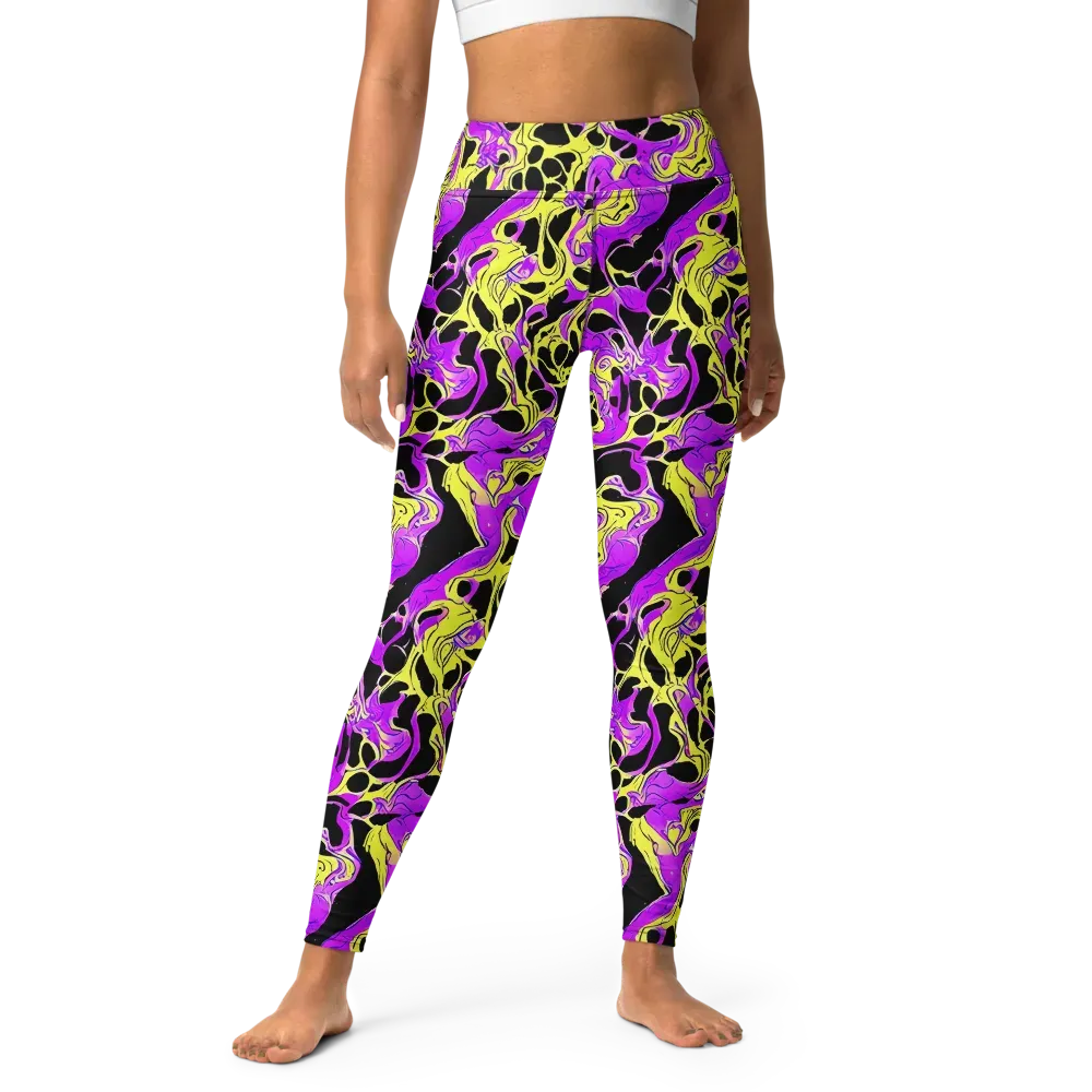 Blacklight Swirl on Yoga Leggings — Front