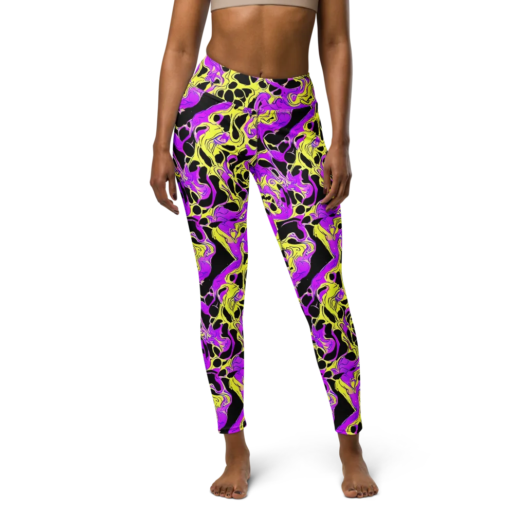 Blacklight Swirl on Yoga Leggings — Front