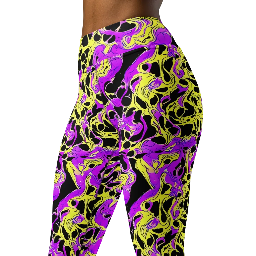 Blacklight Swirl on Yoga Leggings — Left Front