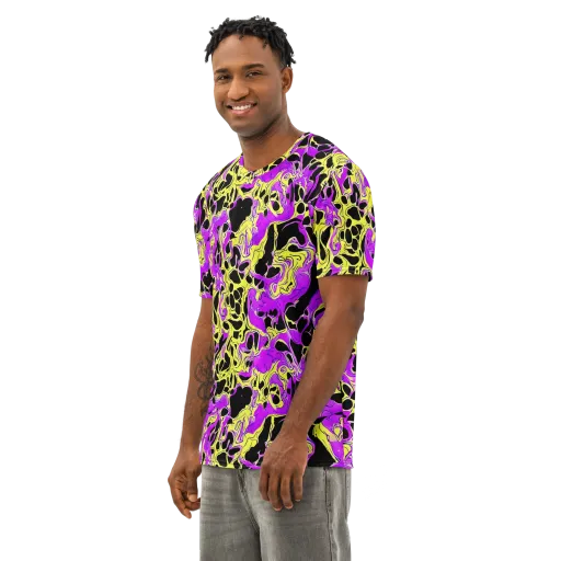 Blacklight Swirl on a Men's Cotton Crew Neck T-Shirt