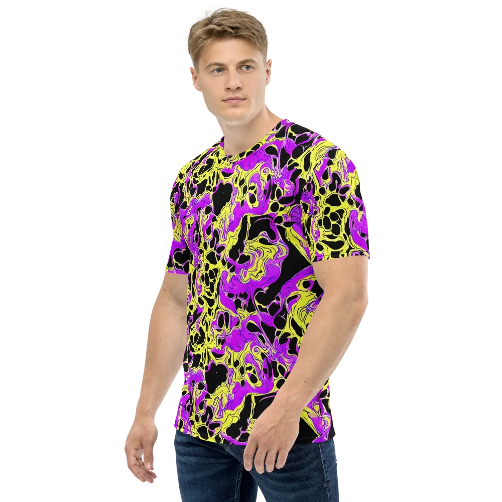 Blacklight Swirl on Men's Crew Neck T-Shirt — Left