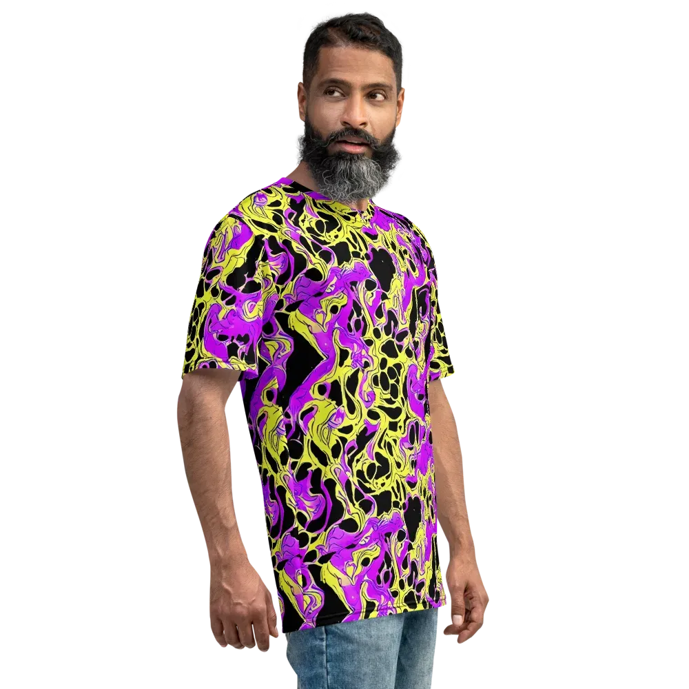 Blacklight Swirl on Men's Crew Neck T-Shirt — Right