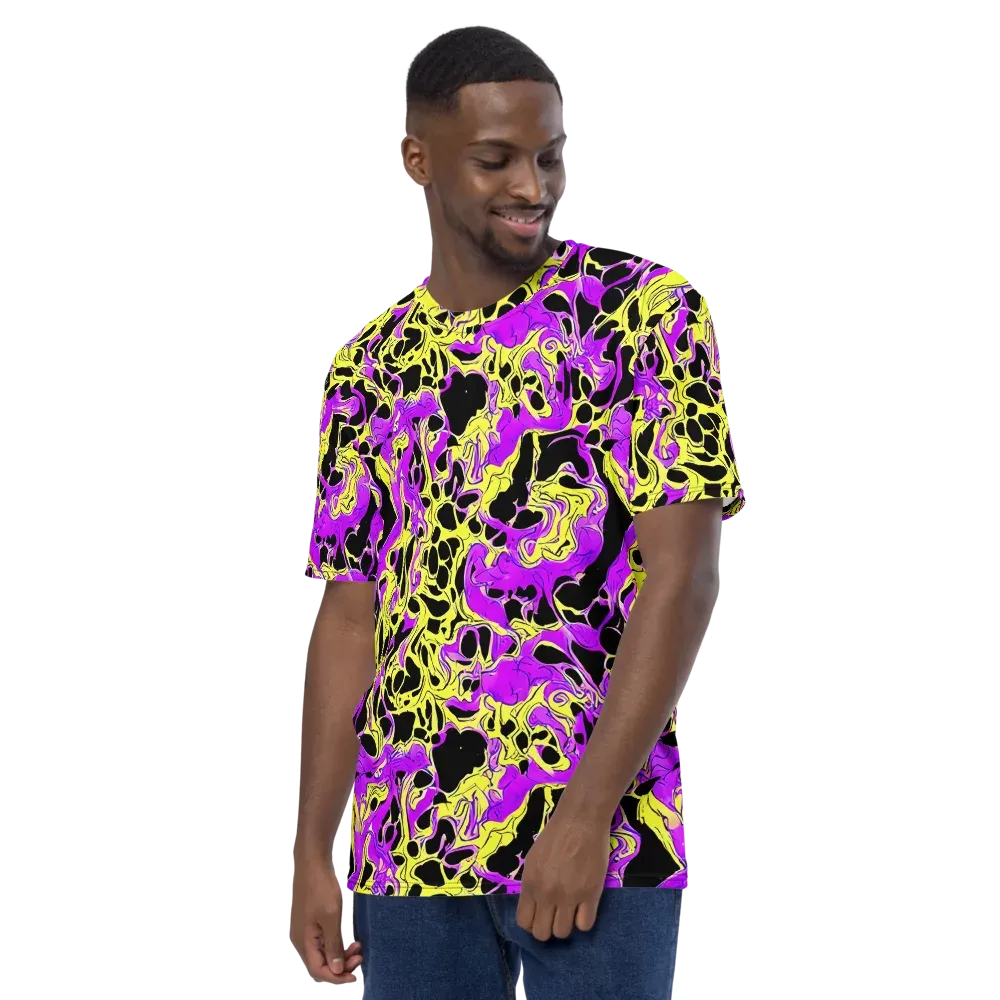 Blacklight Swirl on Men's Crew Neck T-Shirt — Left