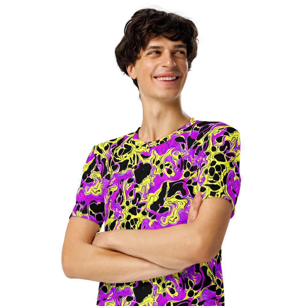 Blacklight Swirl on Men's Crew Neck T-Shirt — Left Front