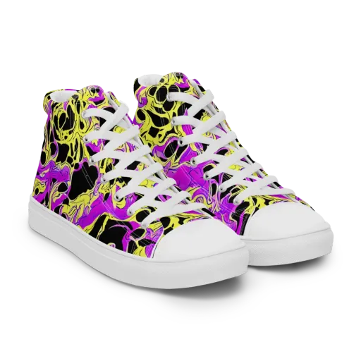Blacklight Swirl on a Men's High Top Canvas Shoes