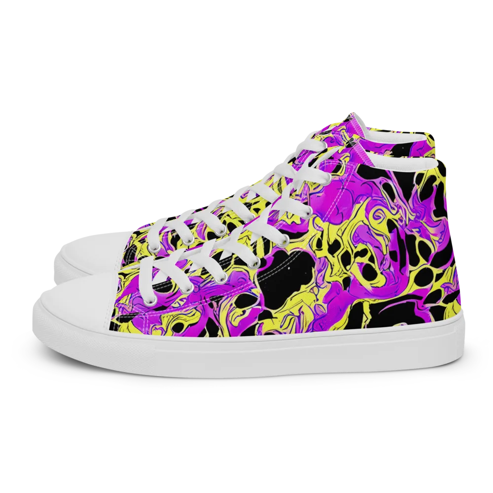 Blacklight Swirl on Men's High Top Canvas Shoes — Left