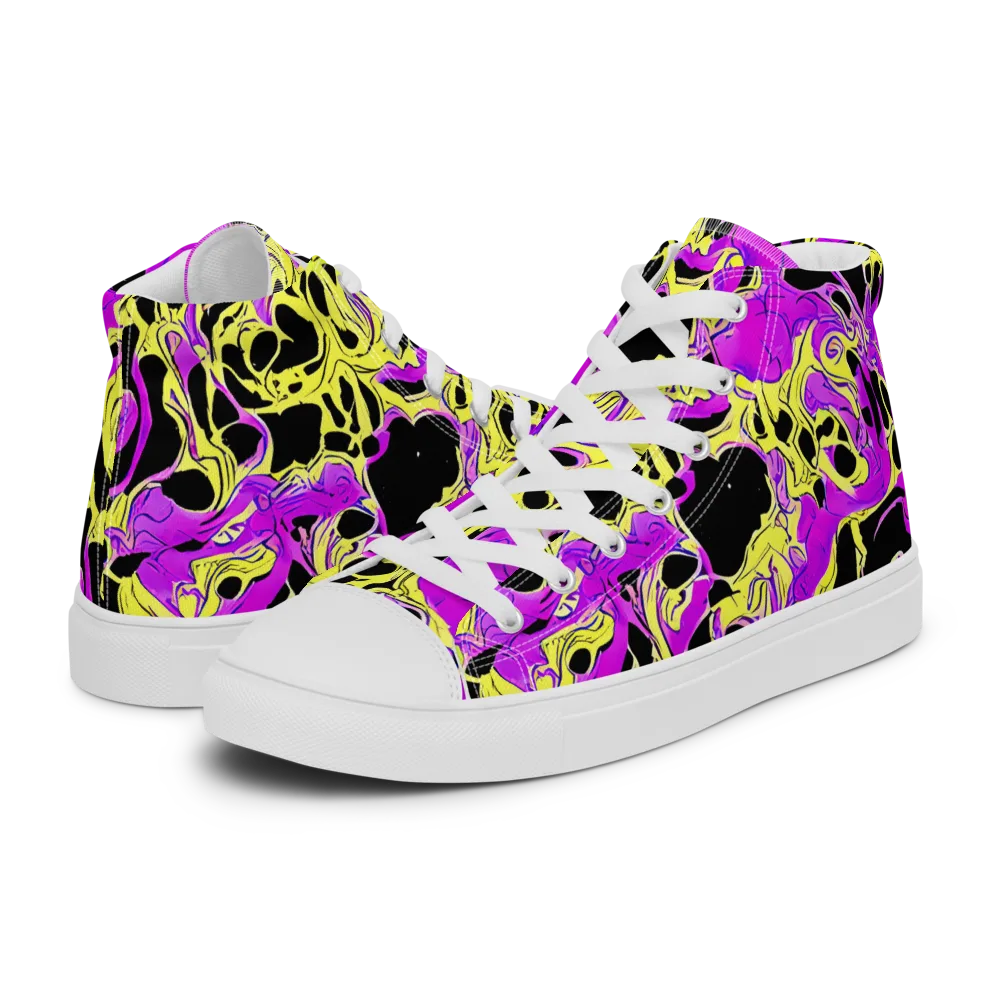 Blacklight Swirl on Men's High Top Canvas Shoes — Left