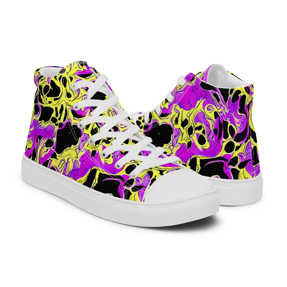 Blacklight Swirl on Men's High Top Canvas Shoes — Right