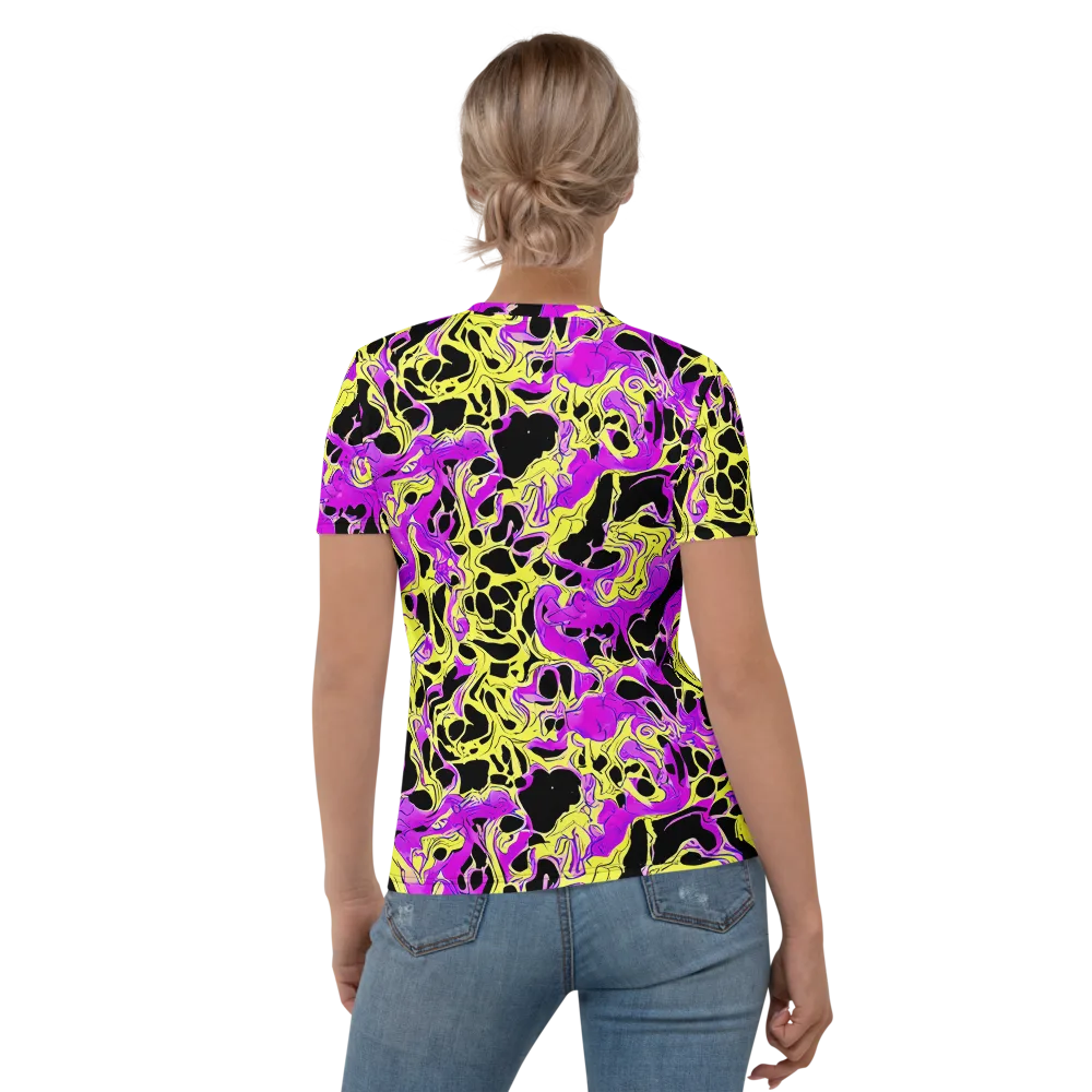 Blacklight Swirl on Women's Crew Neck T-Shirt — Back