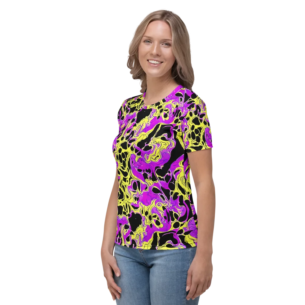 Blacklight Swirl on Women's Crew Neck T-Shirt — Left