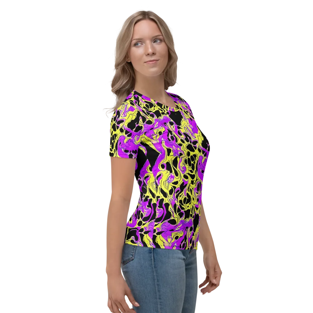 Blacklight Swirl on Women's Crew Neck T-Shirt — Right