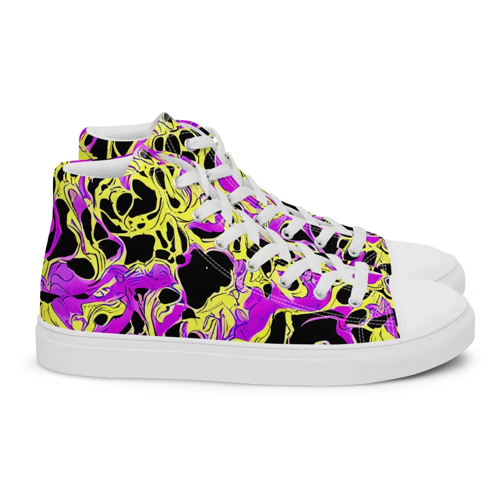 Blacklight Swirl on Women's High Top Canvas Shoes — Right