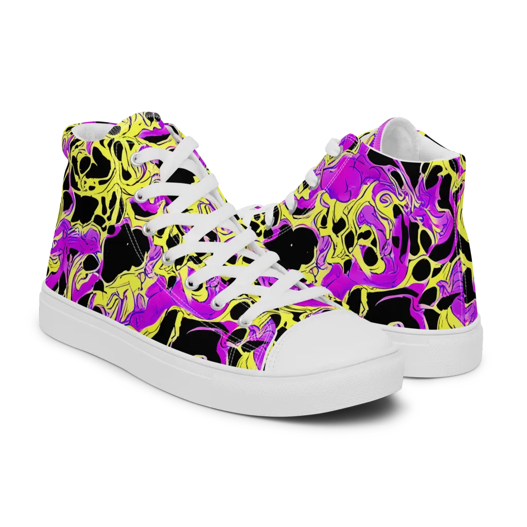 Blacklight Swirl on Women's High Top Canvas Shoes — Right
