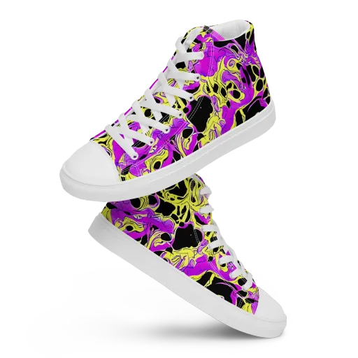 Blacklight Swirl on a Women's High Top Canvas Shoes