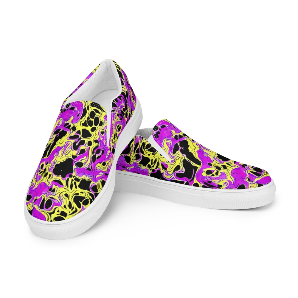 Blacklight Swirl on Men's Slip-On Canvas Shoes — Left Front