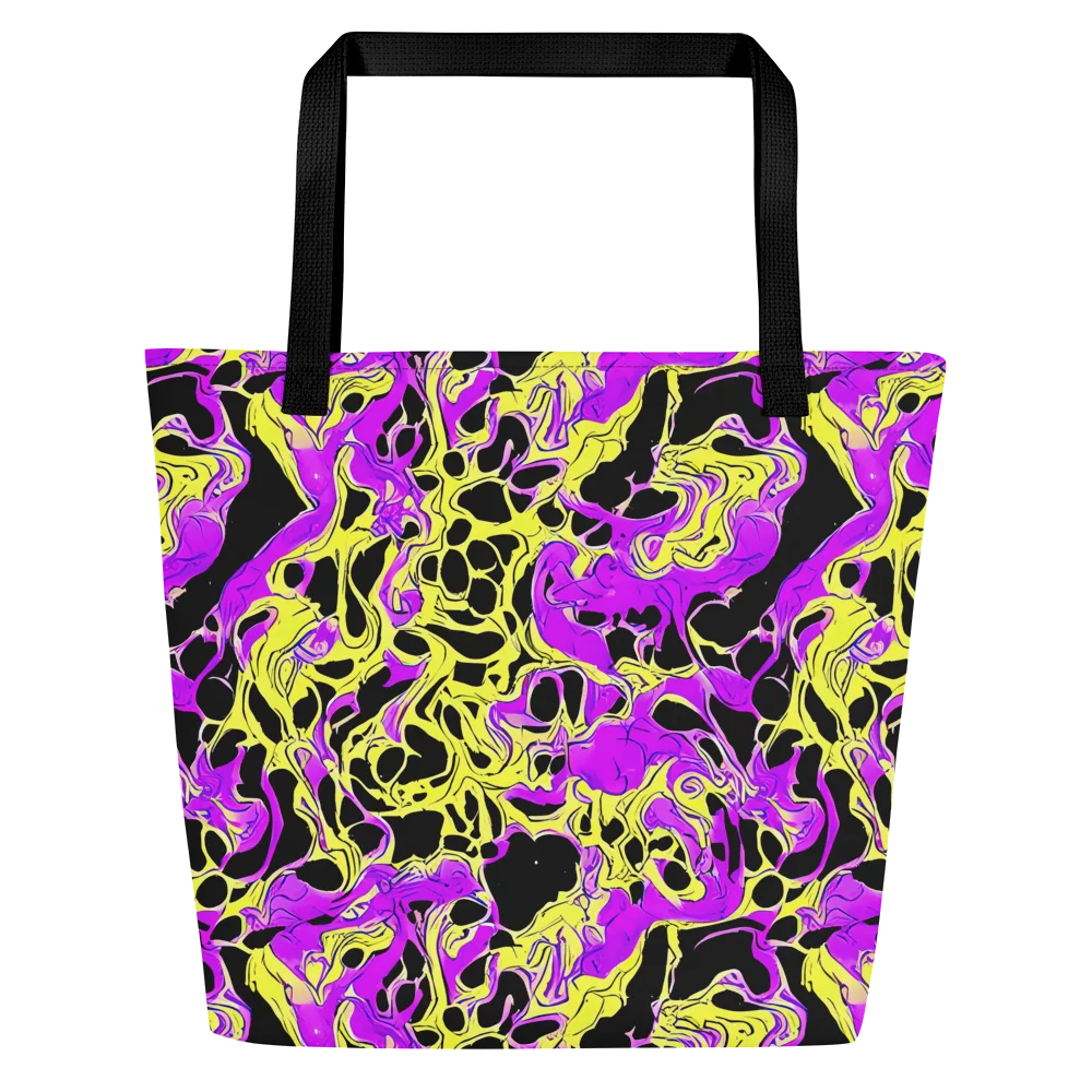 Blacklight Swirl on Large Tote Bag W/ Pocket — Front