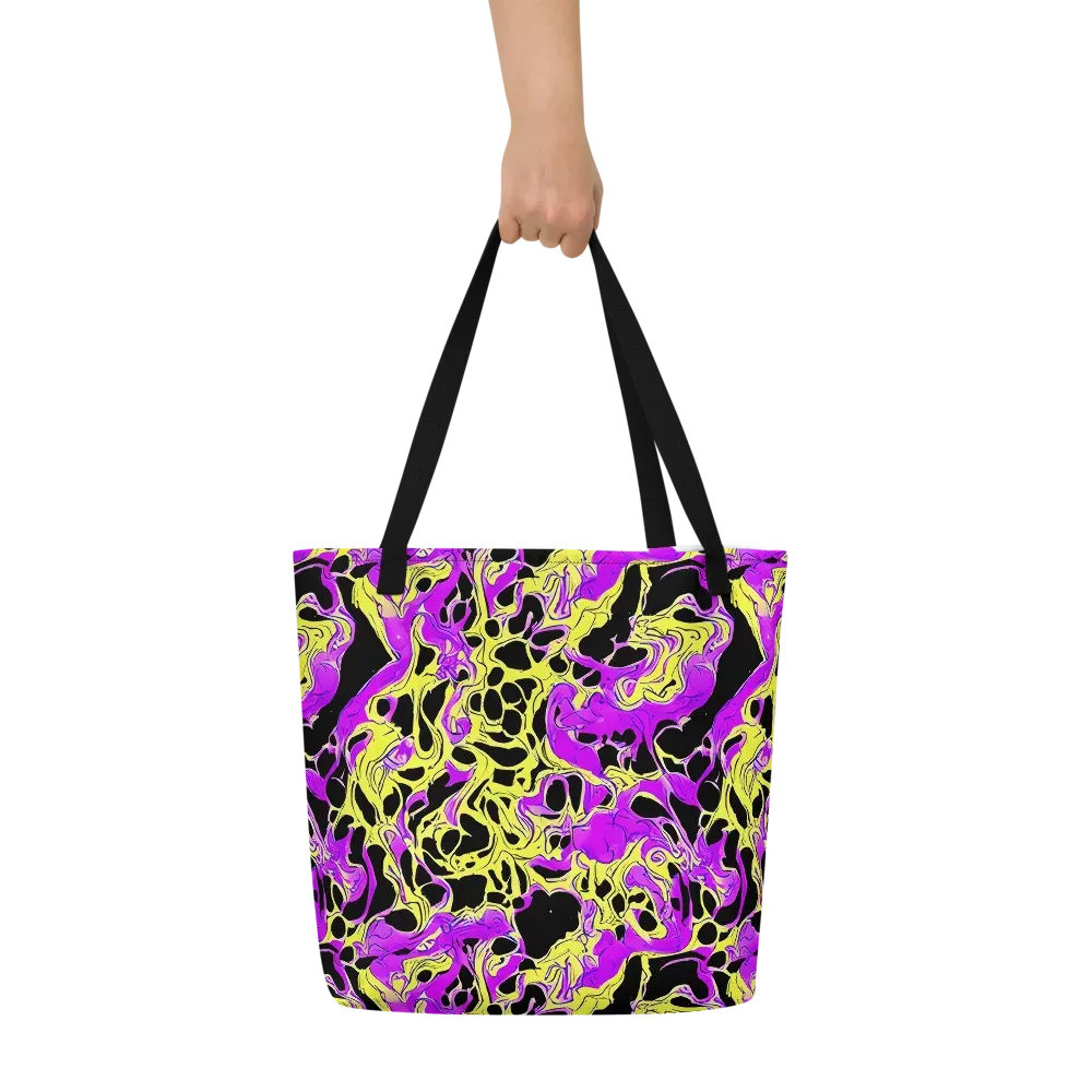 Blacklight Swirl on Large Tote Bag W/ Pocket — Front