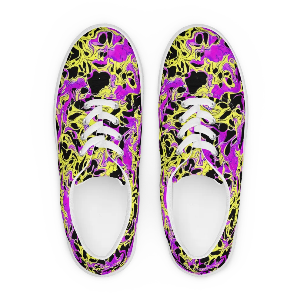 Blacklight Swirl on Men's Lace-Up Canvas Shoes — Front