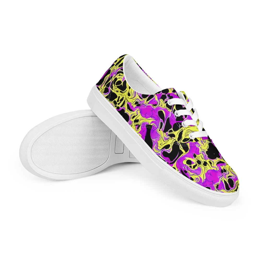 Blacklight Swirl on Men's Lace-Up Canvas Shoes — Right Front