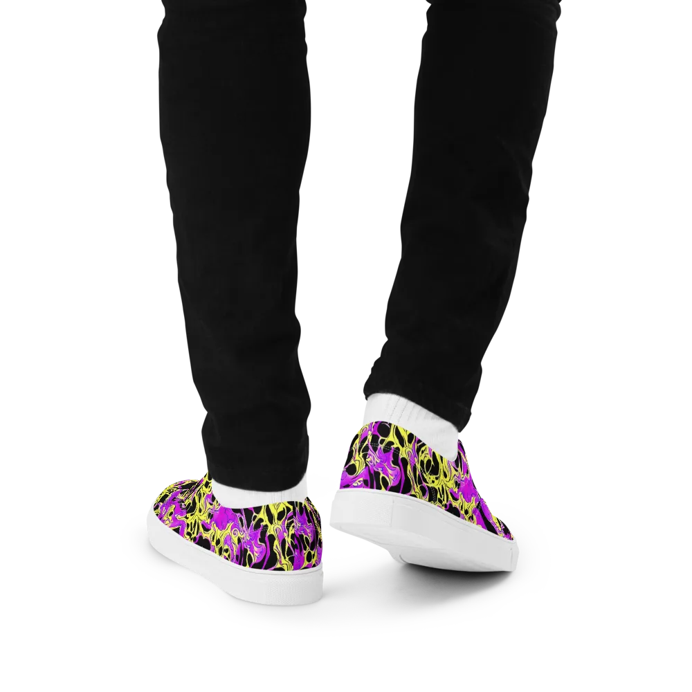 Blacklight Swirl on Men's Lace-Up Canvas Shoes — Back