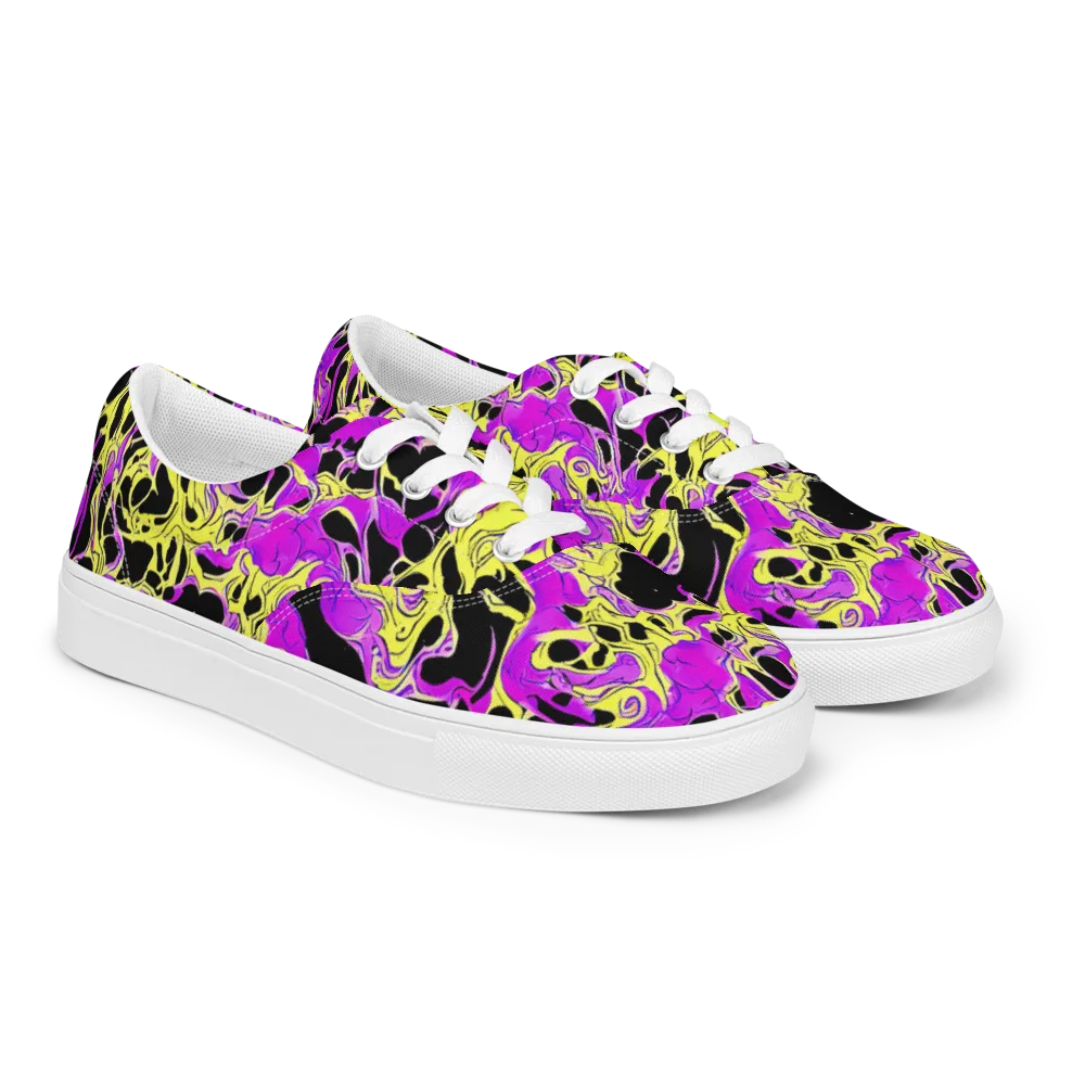 Blacklight Swirl on Men's Lace-Up Canvas Shoes — Right Front
