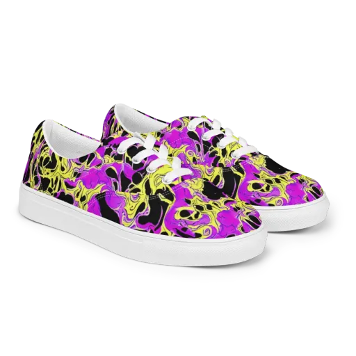 Blacklight Swirl on a Men's Lace-Up Canvas Shoes