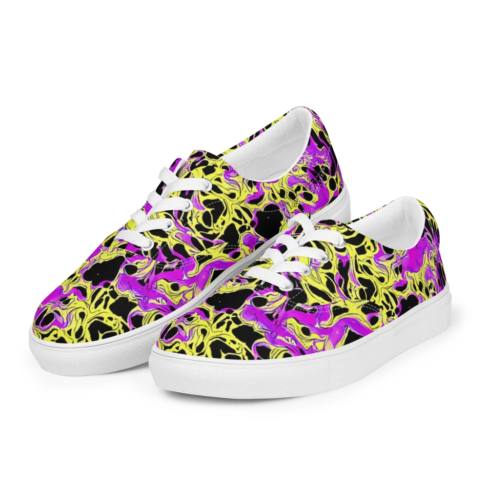 Blacklight Swirl on Men's Lace-Up Canvas Shoes — Left Front