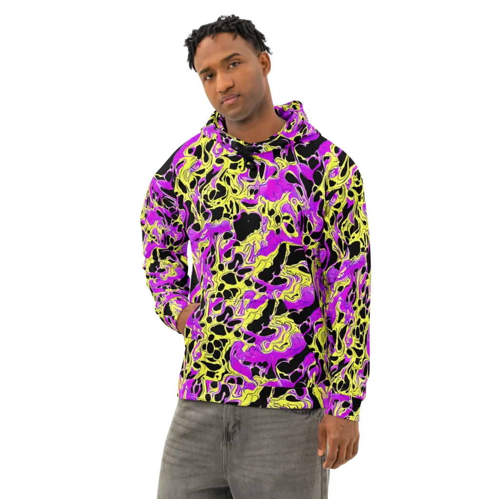 Blacklight Swirl on Cotton Hoodie — Left Front