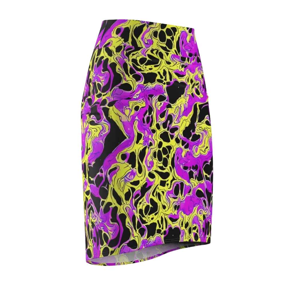 Blacklight Swirl on Pencil Skirt — Front Side