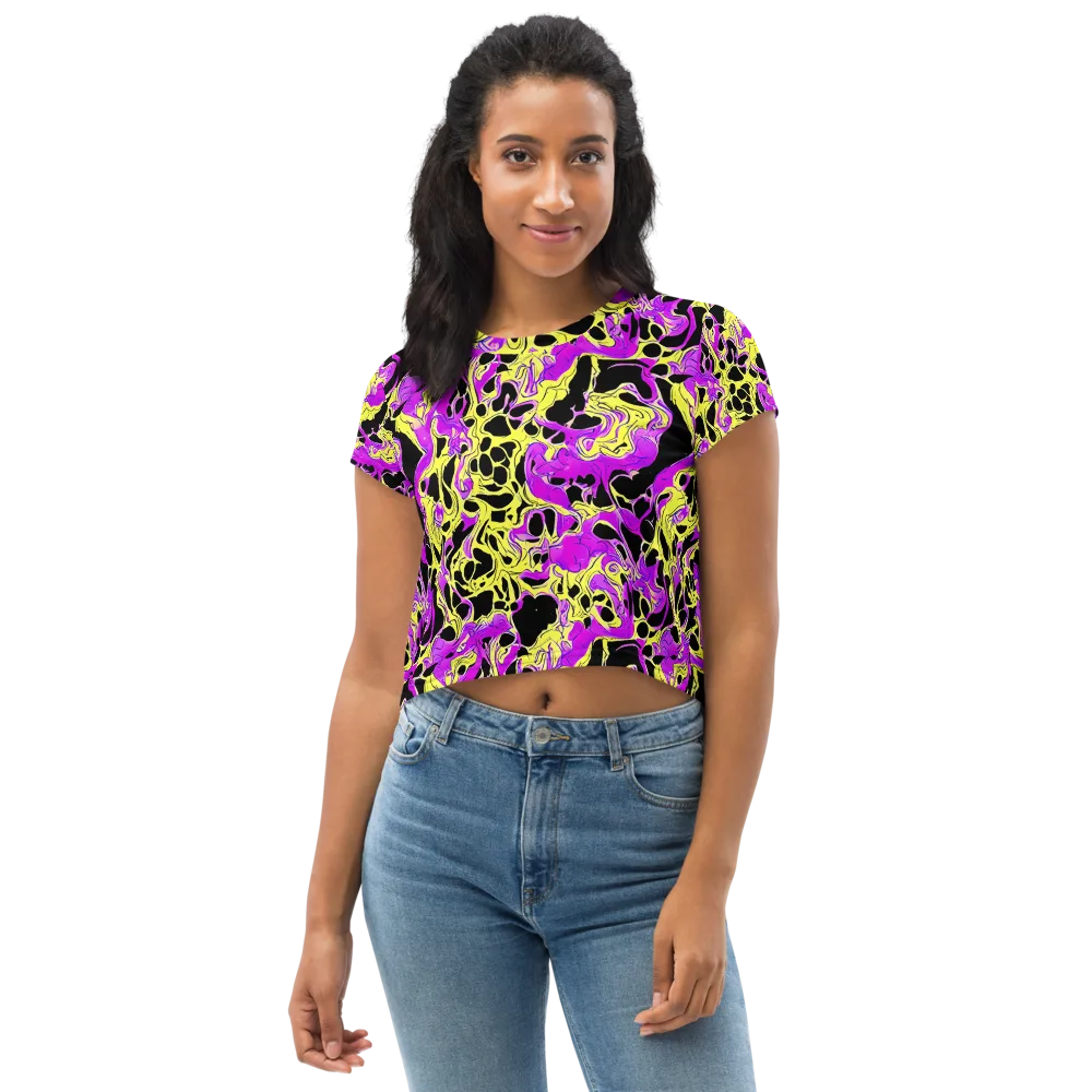 Blacklight Swirl on Crop Tee — Front