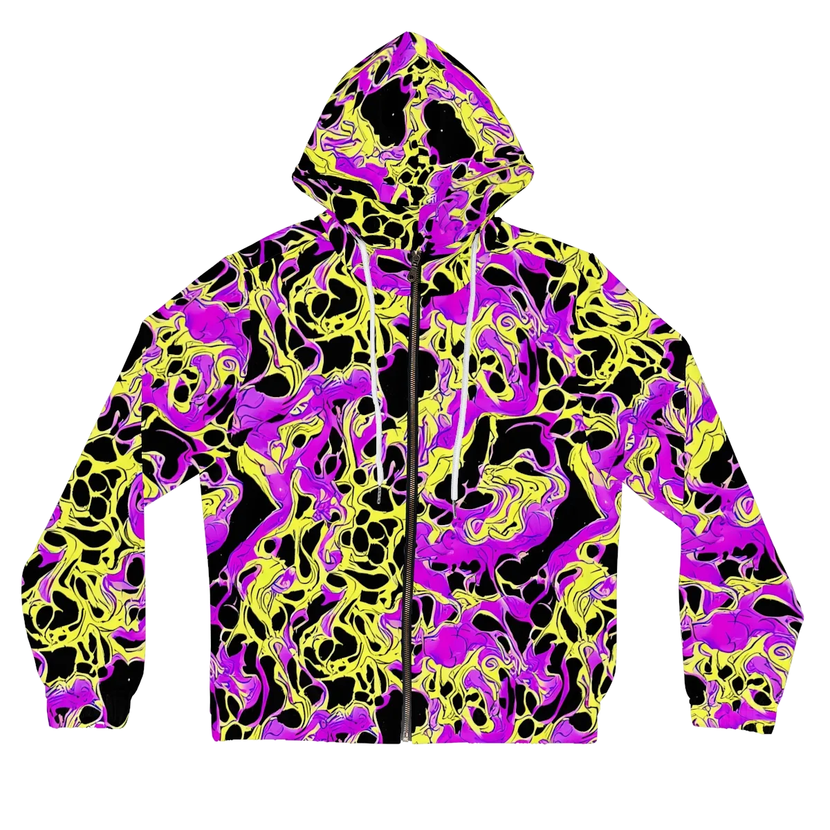 Blacklight Swirl on Women's Full-Zip Hoodie — Front