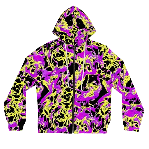 Blacklight Swirl on a Women's Full-Zip Hoodie