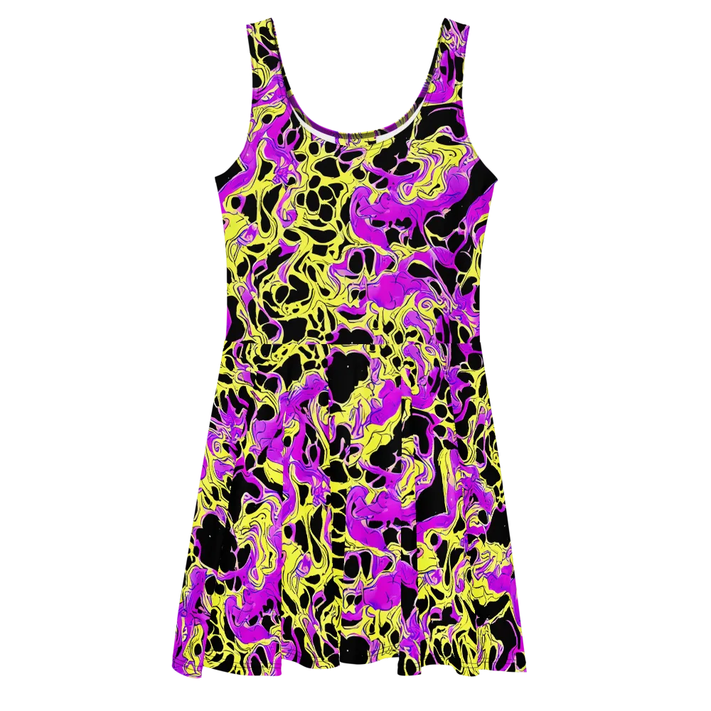 Blacklight Swirl on Skater Dress — Front