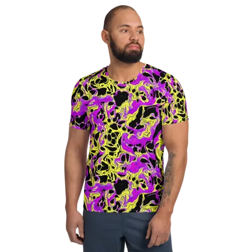 Blacklight Swirl on a Men's Athletic T-Shirt