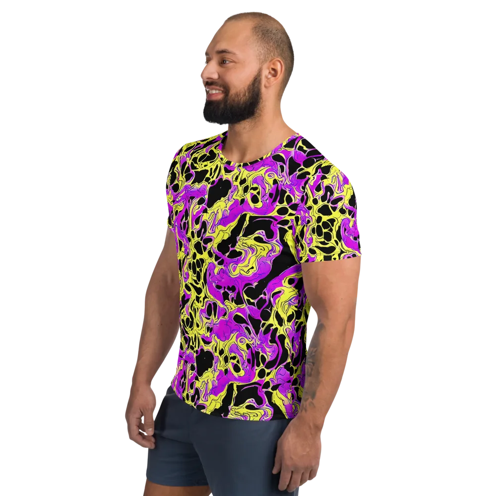 Blacklight Swirl on Men's Athletic T-Shirt — Left