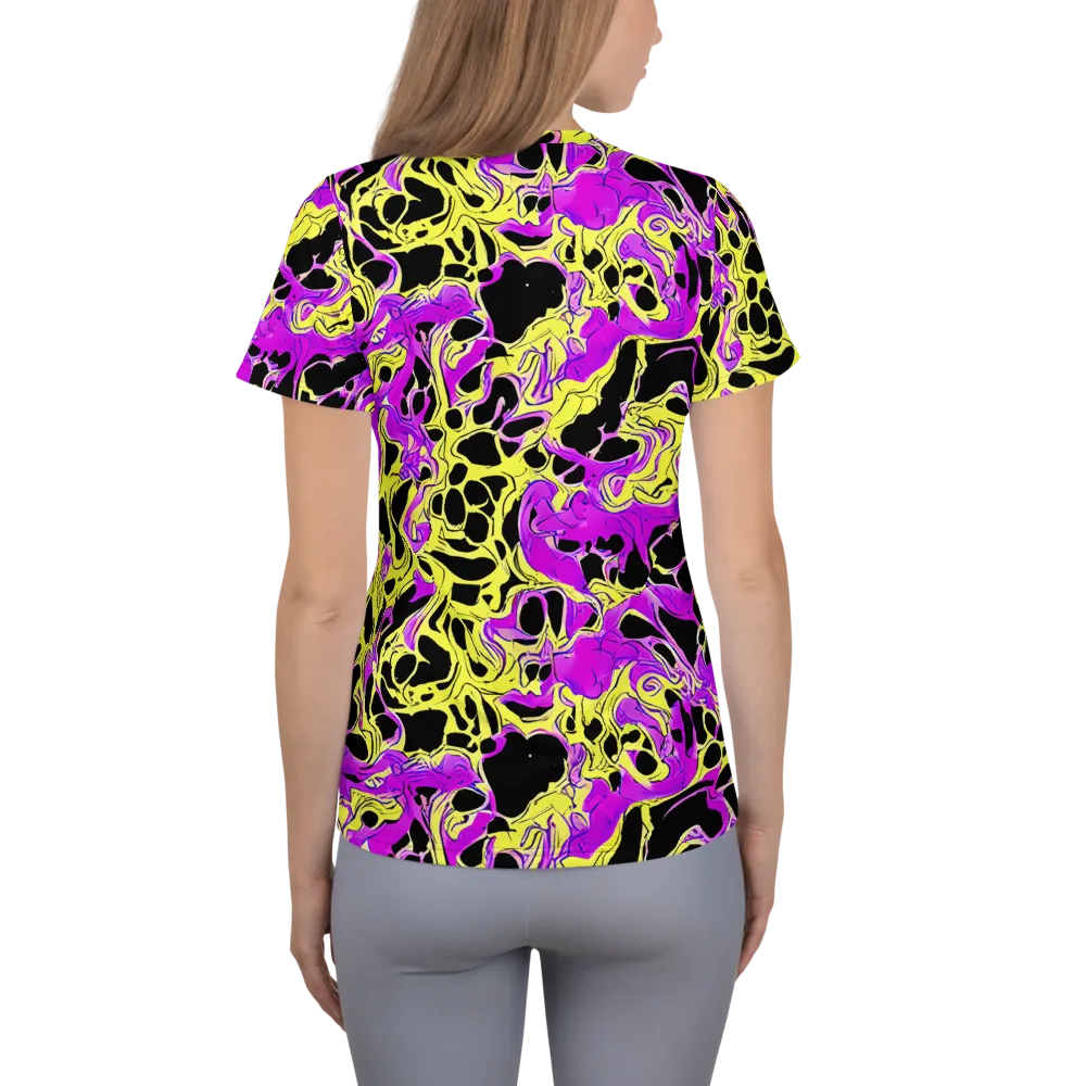 Blacklight Swirl on Women's Athletic T-Shirt — Back