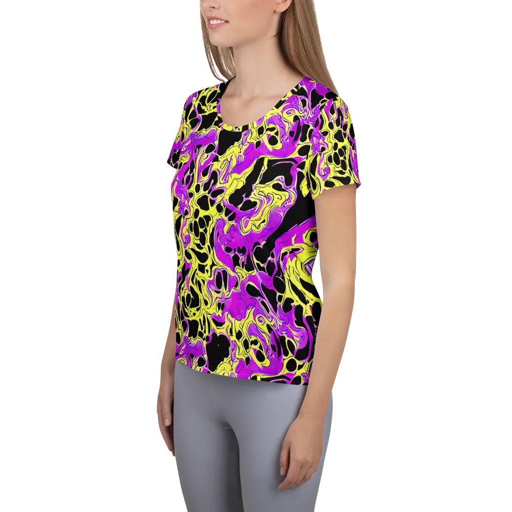 Blacklight Swirl on Women's Athletic T-Shirt — Left