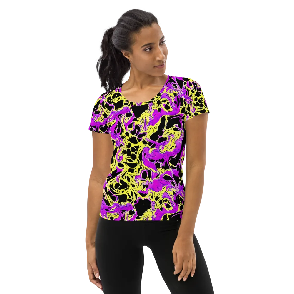 Blacklight Swirl on Women's Athletic T-Shirt — Front