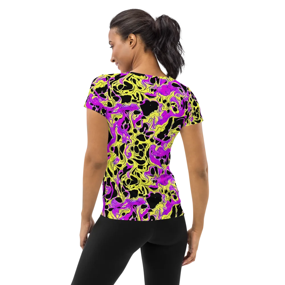 Blacklight Swirl on Women's Athletic T-Shirt — Back