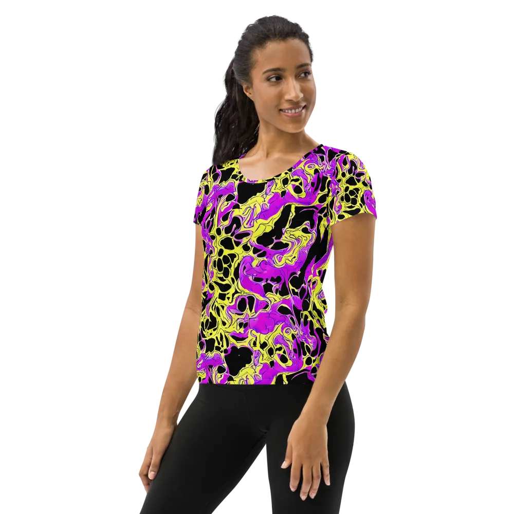 Blacklight Swirl on Women's Athletic T-Shirt — Left